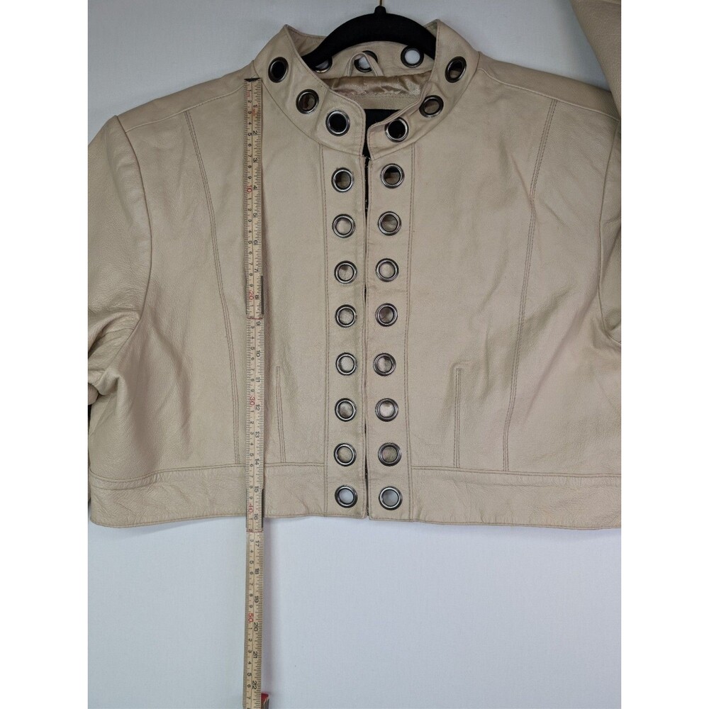 Ashley Stewart Cream Leather Jacket Women's Plus Size 1X - Picture 3 of 16